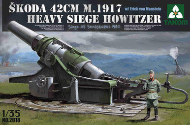 TAK2018 - 1/35 Takom Skoda 42cm M1917 Heavy Siege Howitzer Gun w/Erich von Manstein Figure