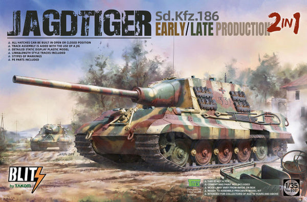 TAK8001 - 1/35 Takom Jagdtiger SdKfz 186 Early/Late Production Tank (2 in 1)