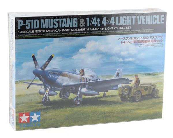 Tamiya 1/48 North American P-51D Mustang & 1/4-ton 4x4 Model Set (TAM25205)