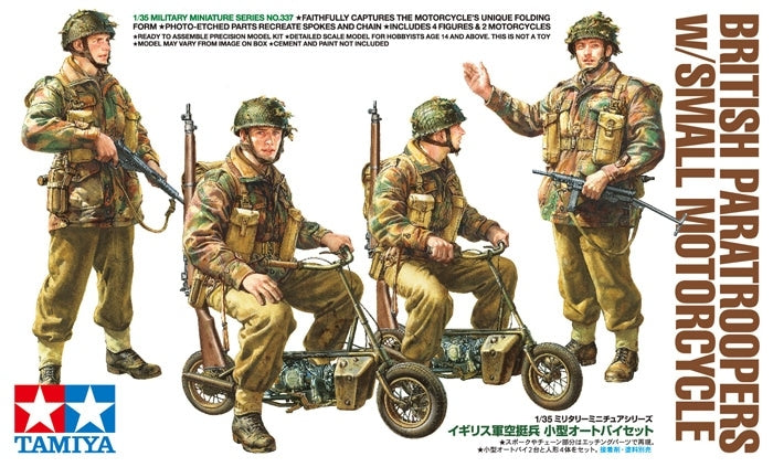 TAM35337 - 1/35 Tamiya British Paratroopers (4) w/2 Small Motorcycles