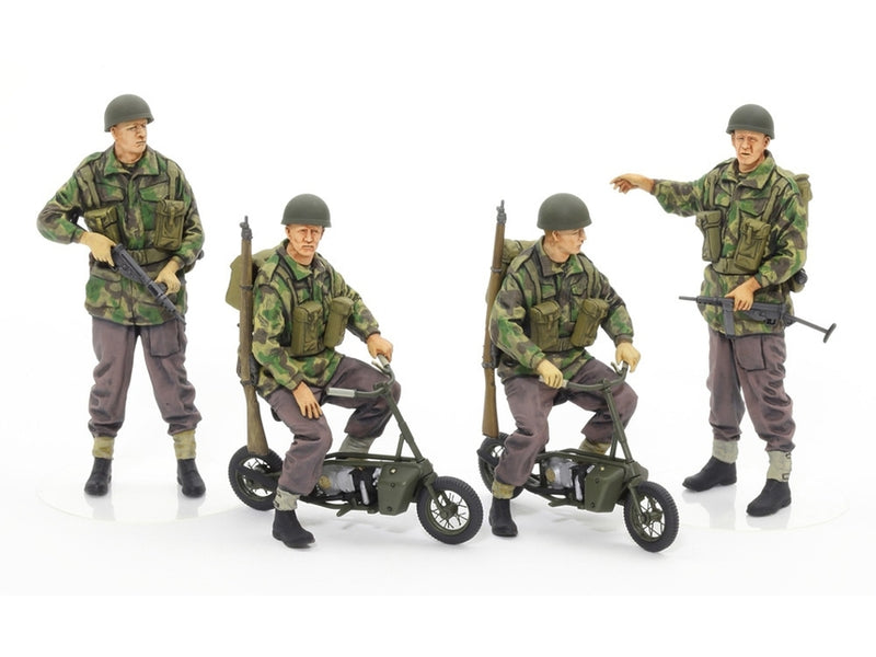 TAM35337 - 1/35 Tamiya British Paratroopers (4) w/2 Small Motorcycles