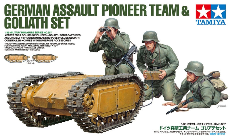 TAM35357 - 1/35 Tamiya German Assault Pioneer Team (3) & Goliath Tracked Mines (2)