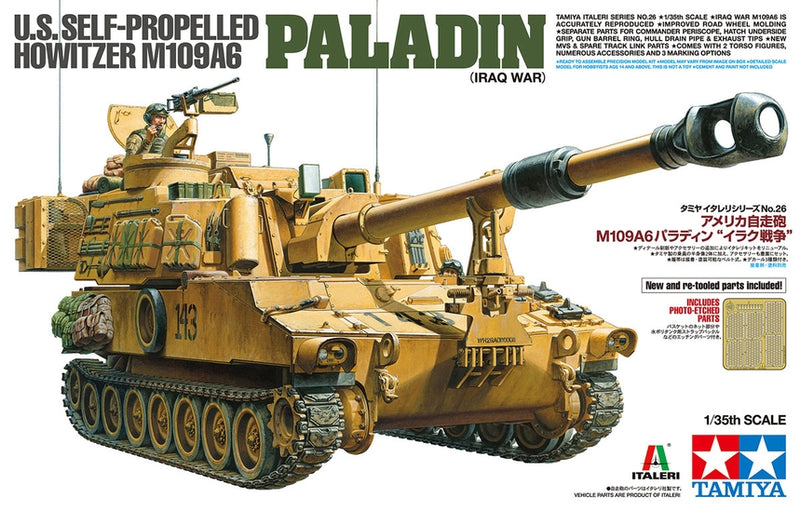 TAM37026 - 1/35 Tamiya US M109A6 Paladin Tank w/Self-Propelled Howitzer Gun Iraq War