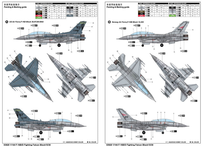 Trumpeter F 16B/D Fighting Falcon Block 15/30 Model Kit