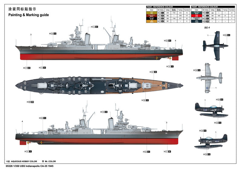 USS Indianapolis CA35 Cruiser 1945