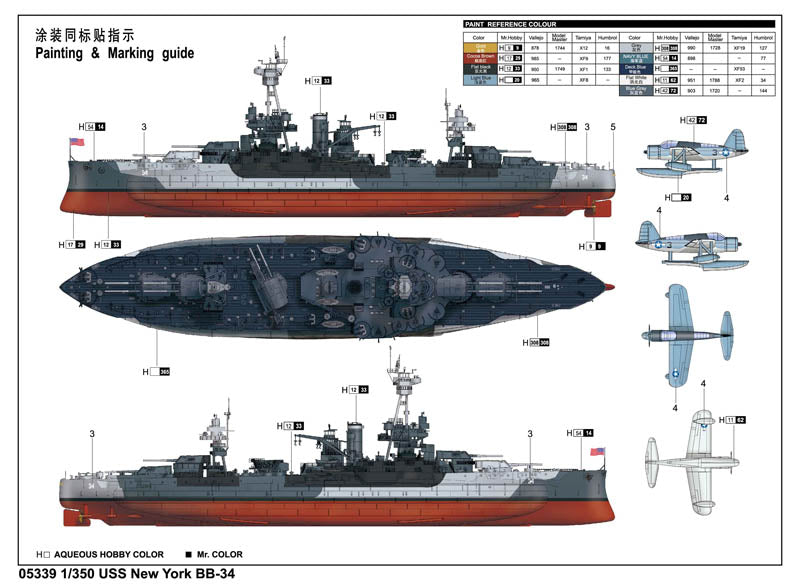 USS New York BB-34 Battleship Building Kit (1/350 Scale)