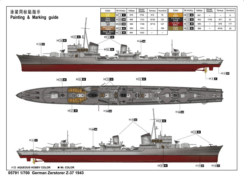 GERMAN Z-37, 1943 1/700