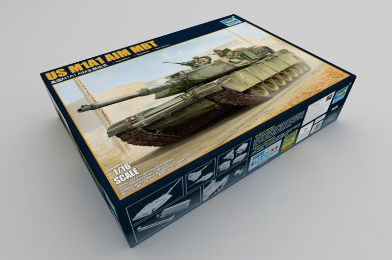 Trumpeter US M1A1 AIM MBT Tank Plastic Model Kit, 1/16 Scale