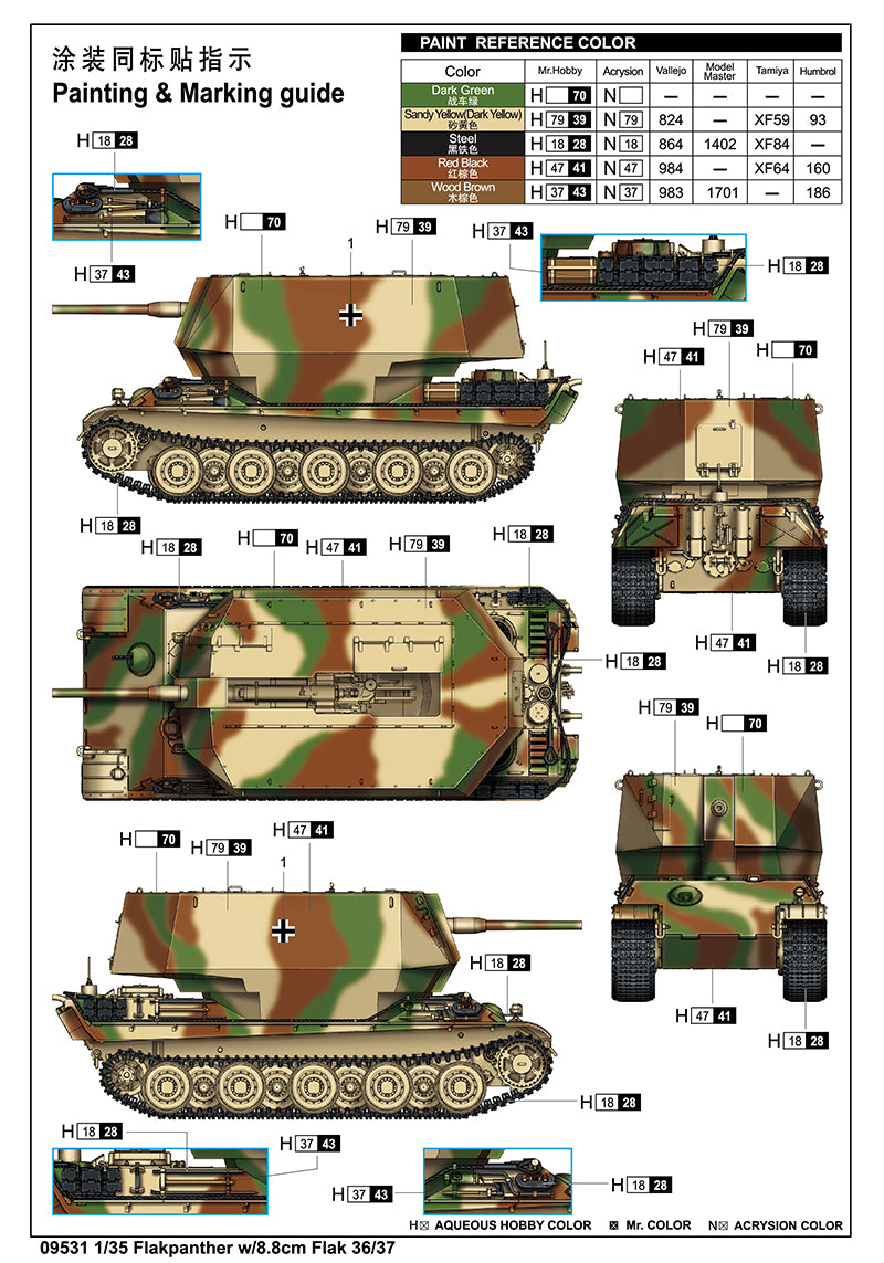 FLAKPANTHER W/8.8CM FLAK 36/37 1/35