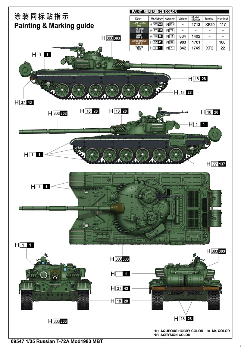 RUSSIAN T-72A MOD1983 MBT 1/35