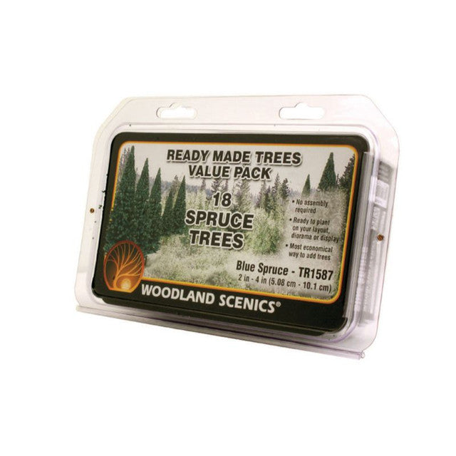 Woodland Scenics 1587 - Ready Made Trees Value Pack - 18 Spruce Trees - Blue Spruce