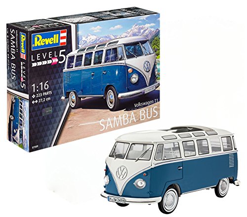 Revell 07009 Volkswagen T1 Samba Bus Model Kit, 1:16 Scale 27.2 cm, Multi-Color, 223