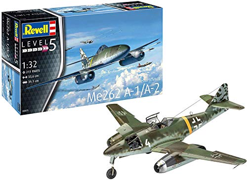 Revell GmbH Revell 03875 3875 1:32 Me262 A-1 Jetfighter Plastic Model Kit, Multicolour, 1/32