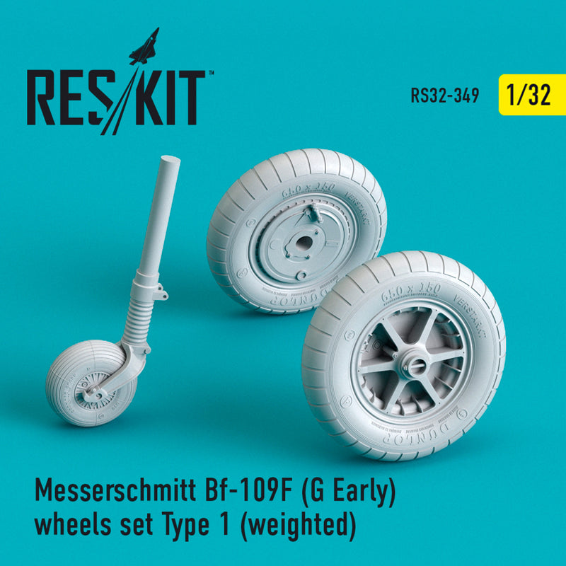 Reskit Messerschmitt Bf-109F (G Early) wheels set Type 1 (weighted) (1/32)