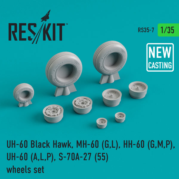 Reskit UH-60 Black Hawk, MH-60 (G,L), HH-60 (G,M,P), UH-60 (A,L,P) S-70A-27 (55) wheels set  (1/35)