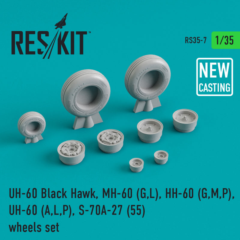 Reskit UH-60 Black Hawk, MH-60 (G,L), HH-60 (G,M,P), UH-60 (A,L,P) S-70A-27 (55) wheels set  (1/35)