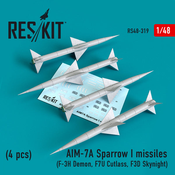 Reskit AIM-7A Sparrow I missiles (4pcs) (F-3H Demon, F7U Cutlass, F3D Skynight) (1/48)