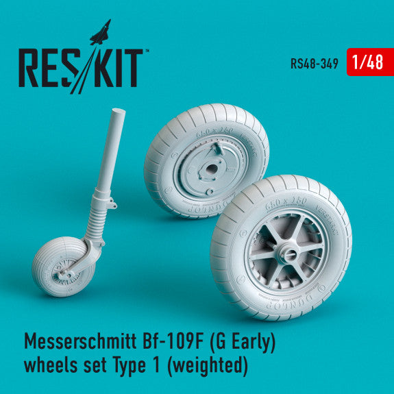 Reskit Messerschmitt Bf-109F (G Early) wheels set Type 1 (weighted) (1/48)