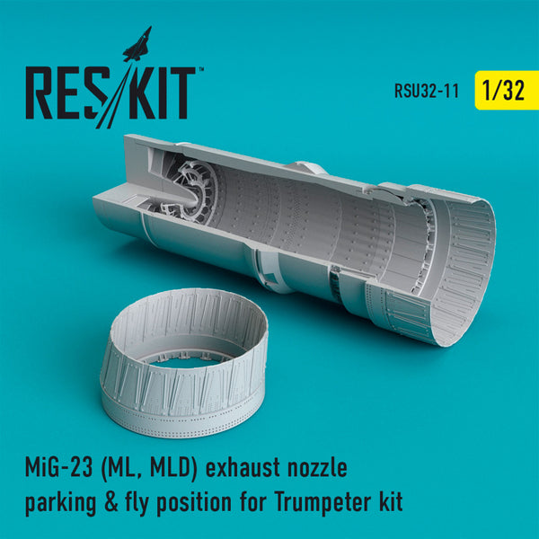 Reskit MiG-23 (ML, MLD) exhaust nozzle parking & fly position for Trumpeter kit