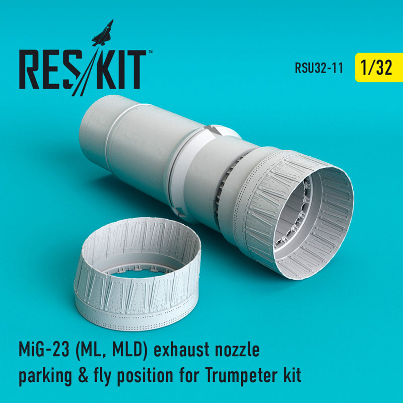 Reskit MiG-23 (ML, MLD) exhaust nozzle parking & fly position for Trumpeter kit