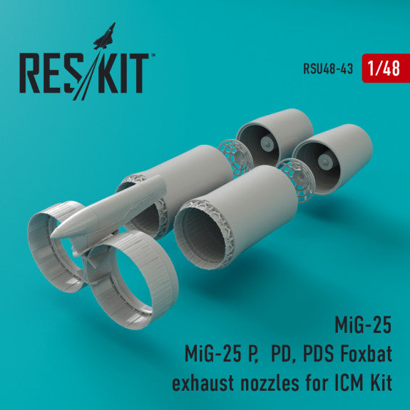 Reskit MiG-25 P,  PD, PDS Foxbat exhaust nozzles for ICM Kit (1/48)