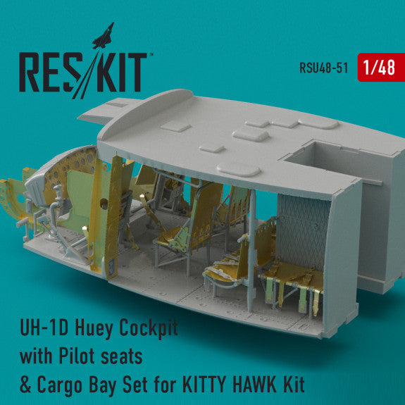 Reskit UH-1D Huey Cockpit with Pilot seats & Cargo Bay Set for KITTY HAWK Kit (1/48)