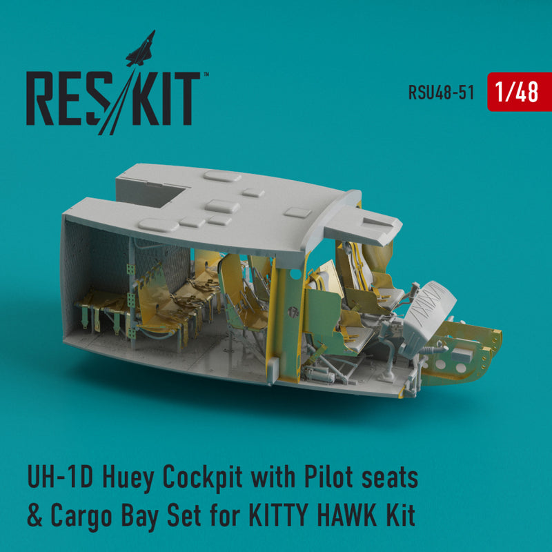 Reskit UH-1D Huey Cockpit with Pilot seats & Cargo Bay Set for KITTY HAWK Kit (1/48)