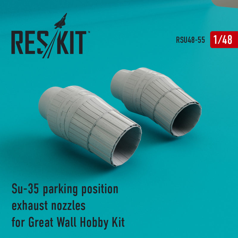 Reskit Su-35 parking position exhaust nozzles for Great Wall Hobby Kit (1/48)