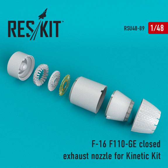 Reskit F-16 F110-GE closed exhaust nozzles for Kinetic Kit (1/48)